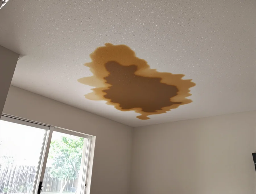 A brown stain on the ceiling